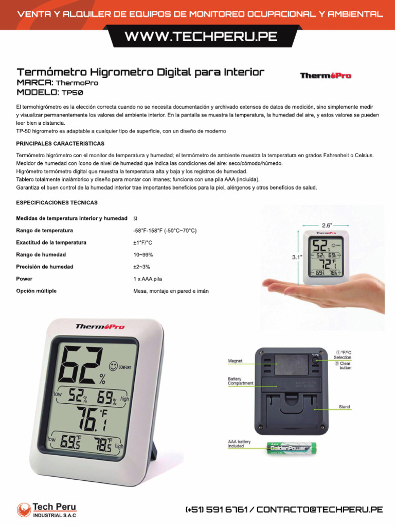 Manual del ThermoPro TP50 | PDF