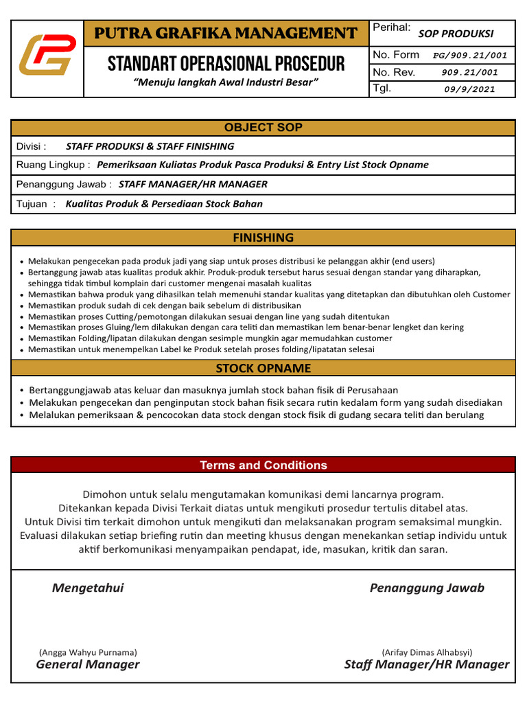SOP Quality Control Produk dan Stock | PDF