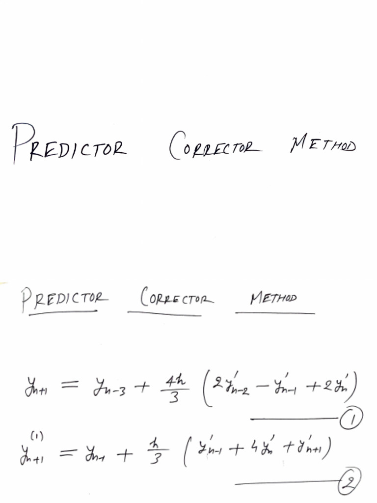 Predictor Corrector Method (Milne's Method) | PDF