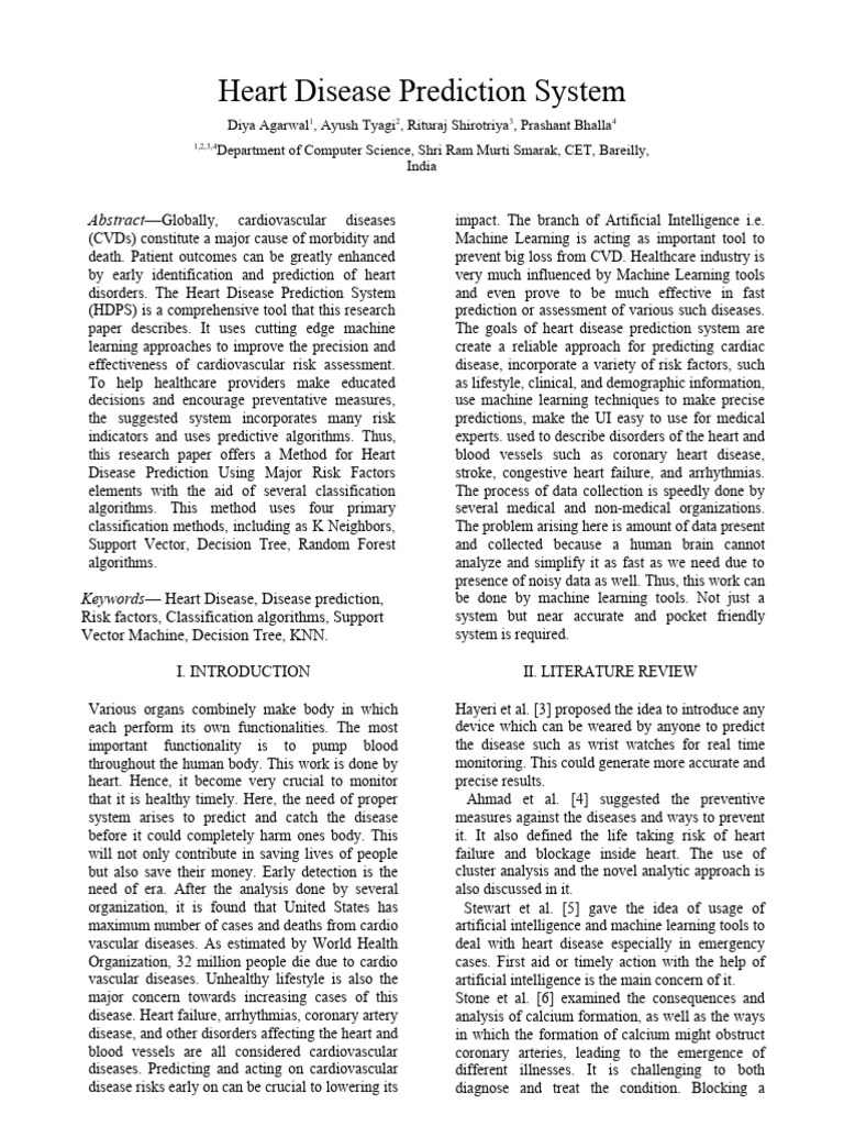 Heart Disease Prediction System Research-1 | PDF | Cardiovascular ...