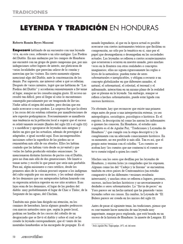 Jarzamendi, Leyenda y Tradición en Honduras PDF Honduras Tradiciones