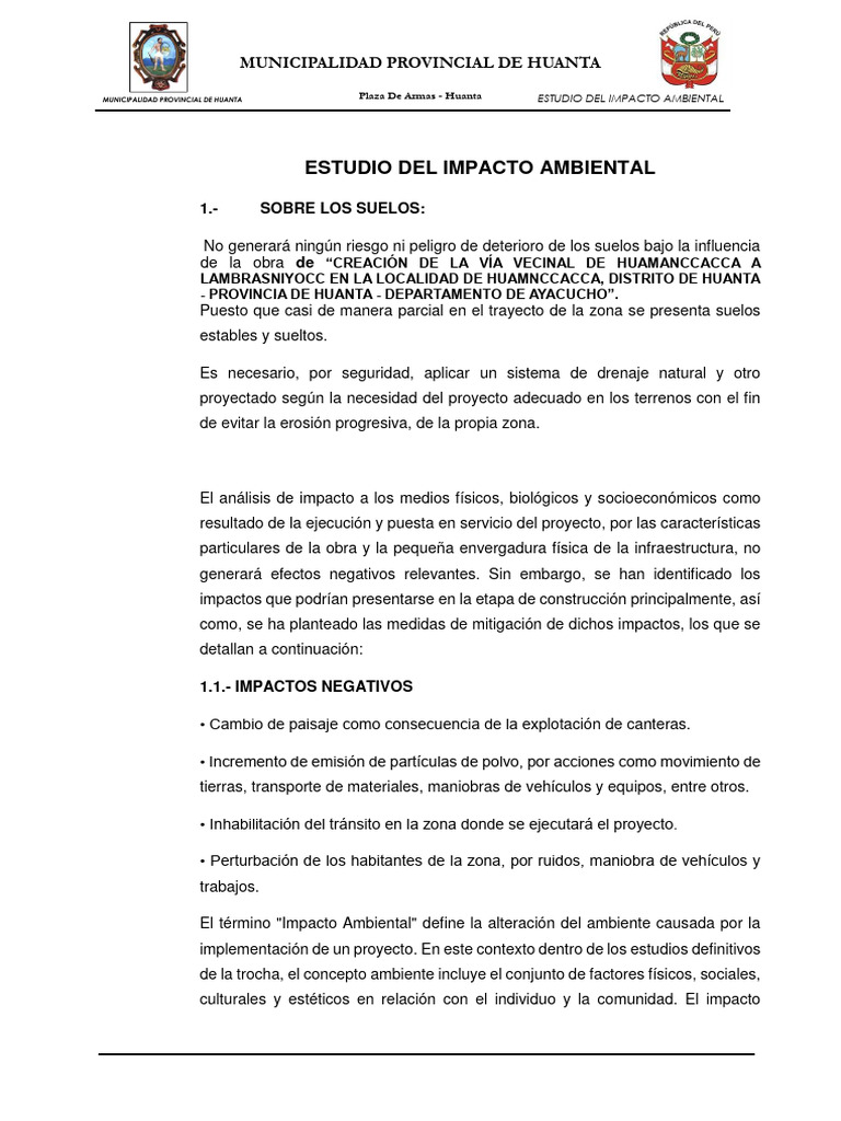 Estudio de Impacto Ambiental | PDF | Entorno natural | Evaluación de ...