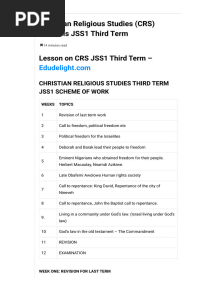 Christian Religious Studies (CRS) Lessons JSS1 Third Term - Edud