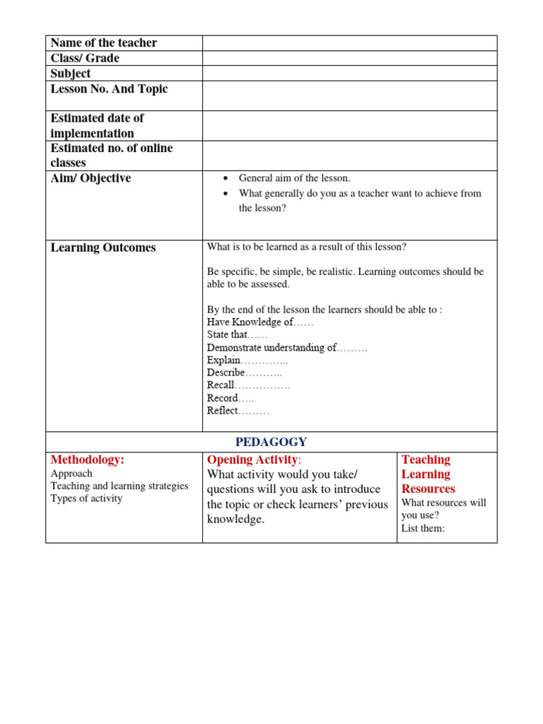Best Lesson Plan Format | PDF | Educational Assessment | Procedural ...