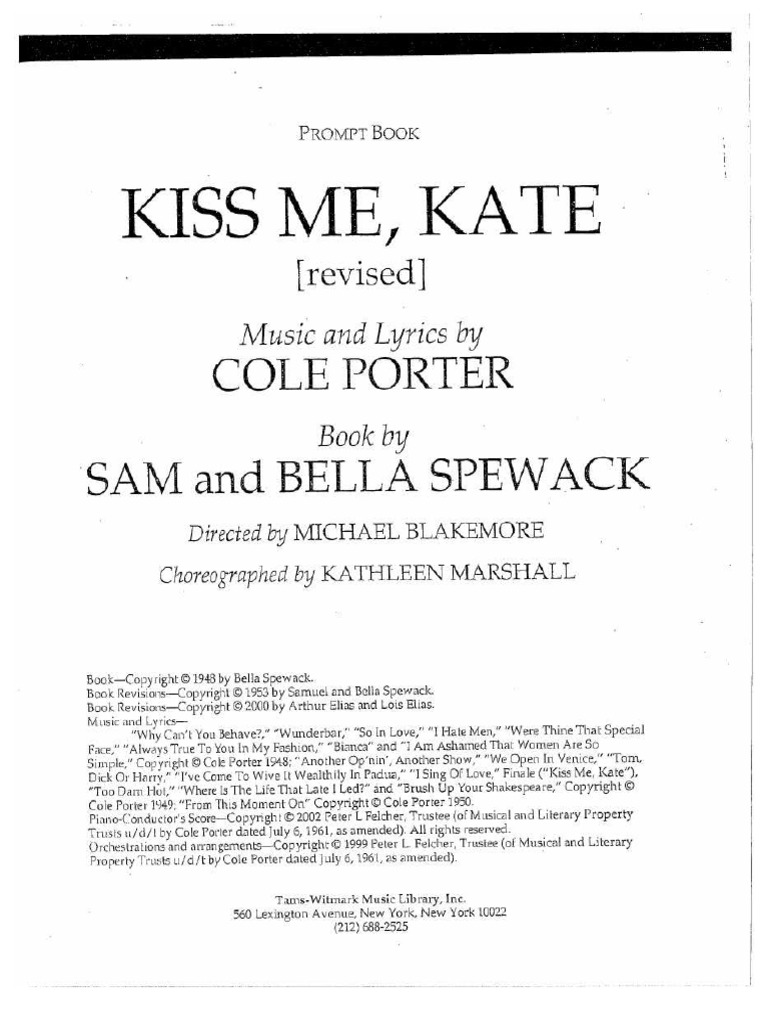 Kiss Me Kate Script Compress | PDF