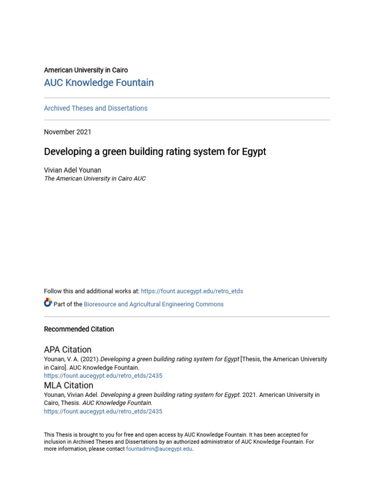 Green Building Rating System for Egypt | PDF | Green Building | Life ...