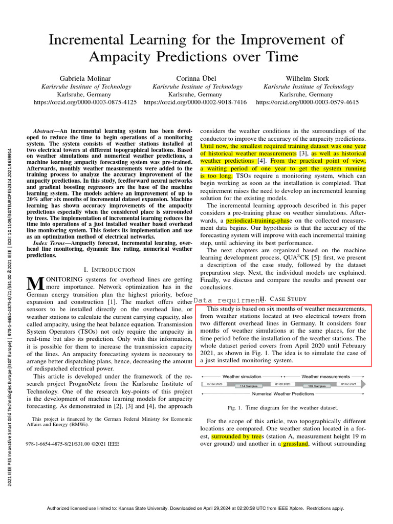 Incremental Learning for Ampacity Forecasts | PDF | Forecasting ...
