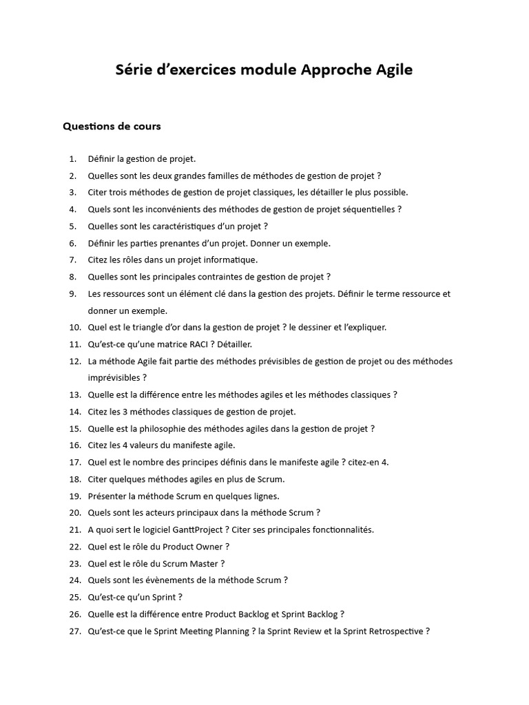 Approche Agile et Méthodes de Gestion | PDF | Méthode agile | Scrum ...