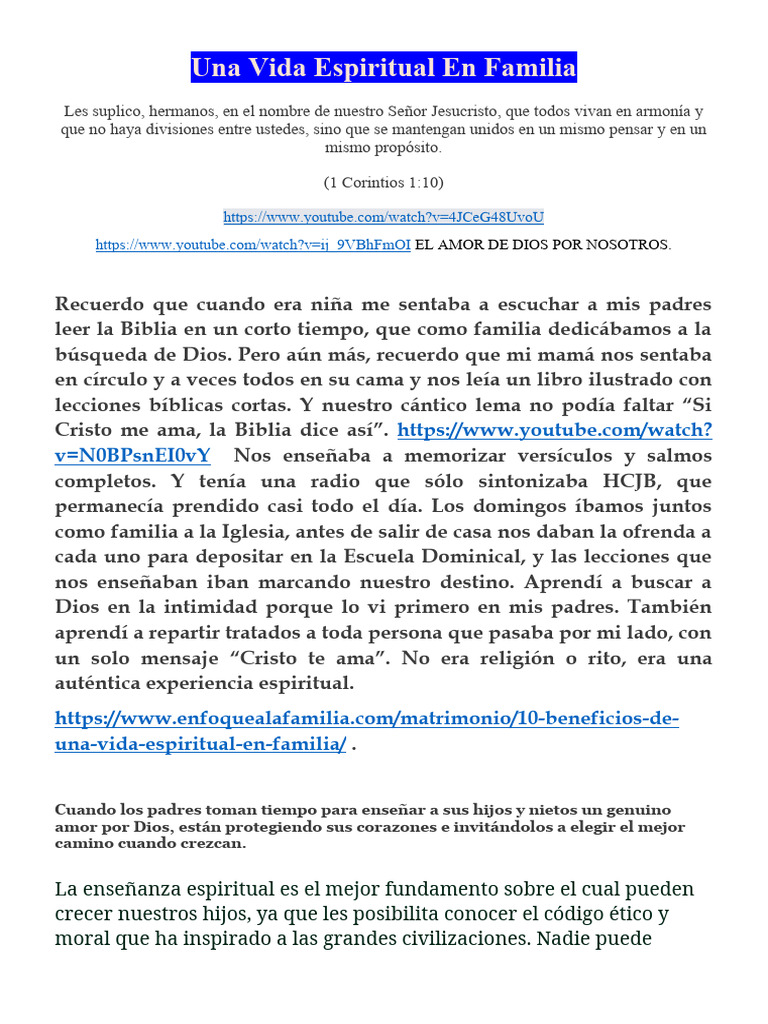 Una Vida Espiritual en Familia. | PDF | Amor | Moralidad
