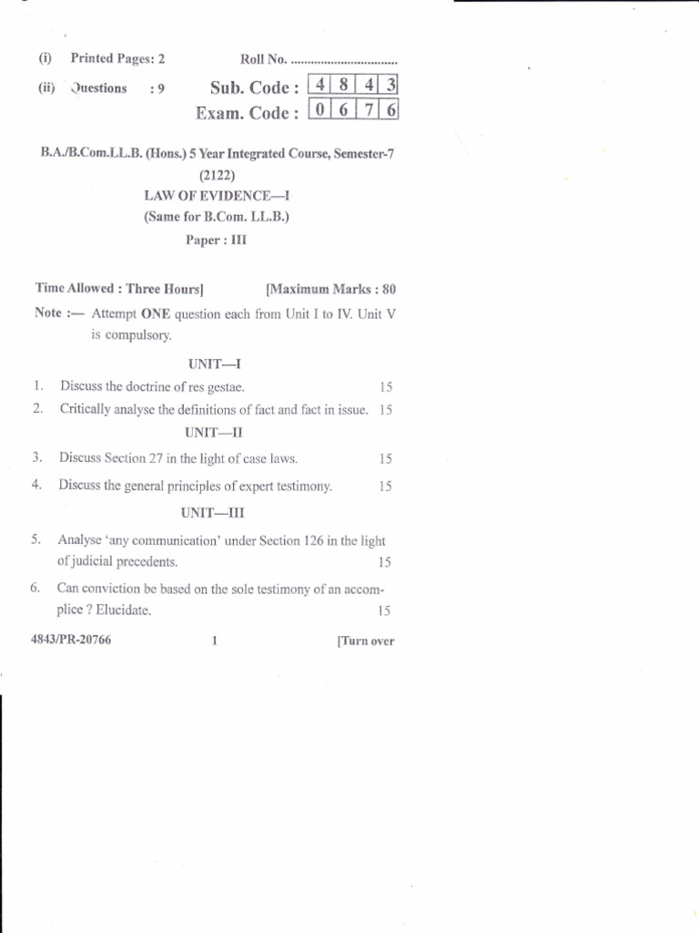 Law Of Evidence I Pdf