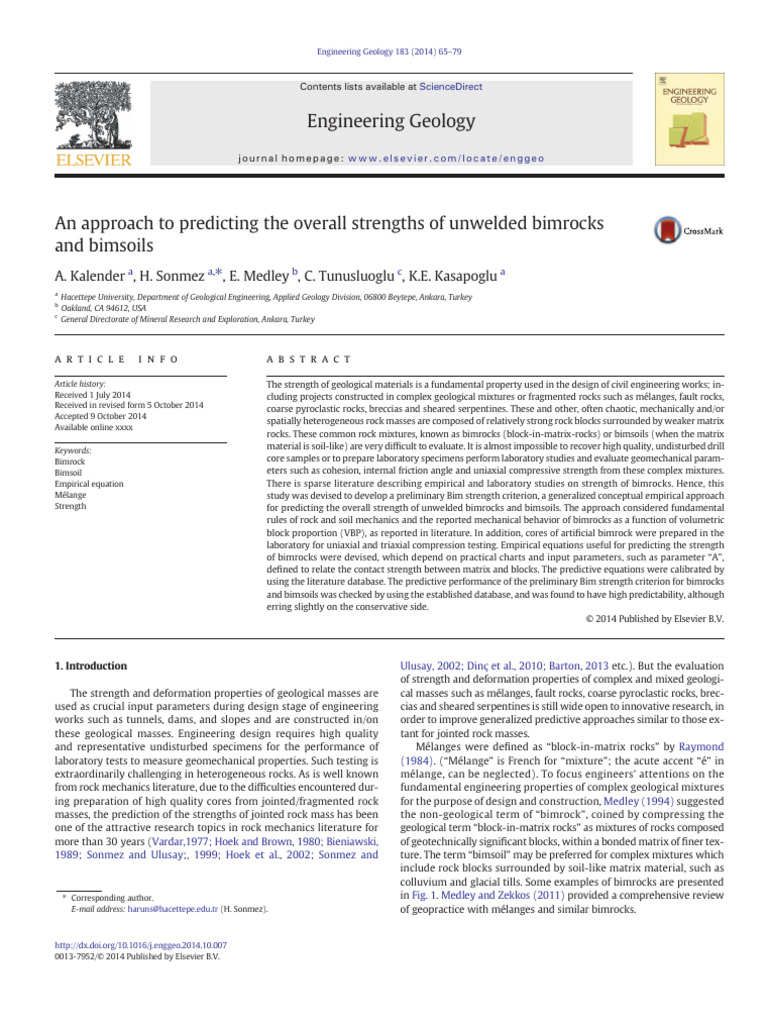 Predicting Strength of Bimrocks | PDF | Strength Of Materials | Stress ...