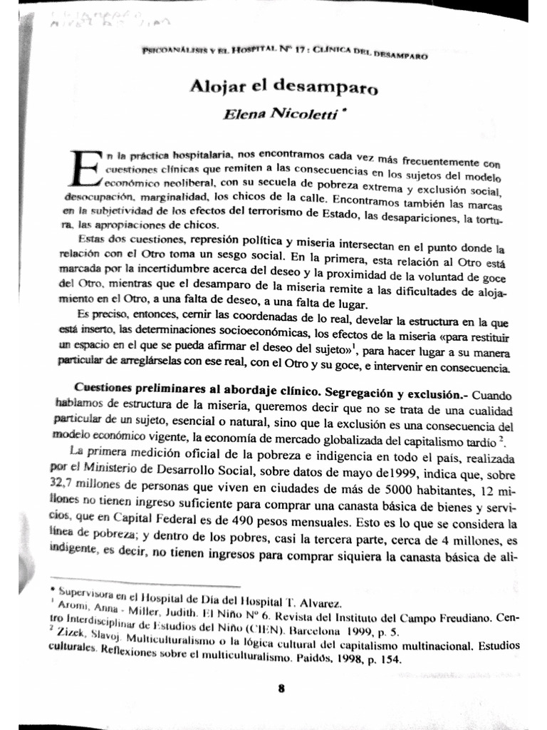 Alojar El Desamparo. Nicoletti | PDF