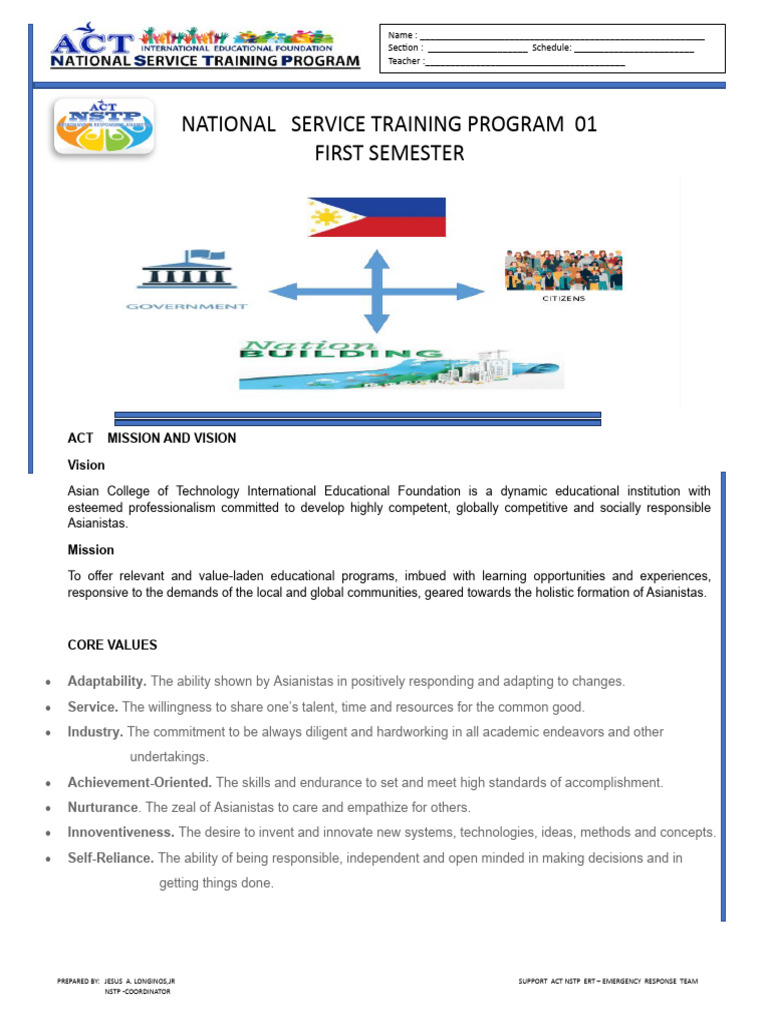 Overview of NSTP Components | PDF | Leadership | Government