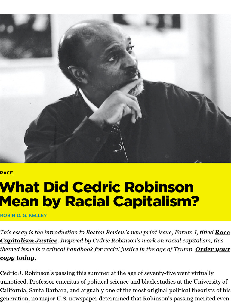 What Did Cedric Robinson Mean by Racial Capitalism? | PDF | Marxism ...