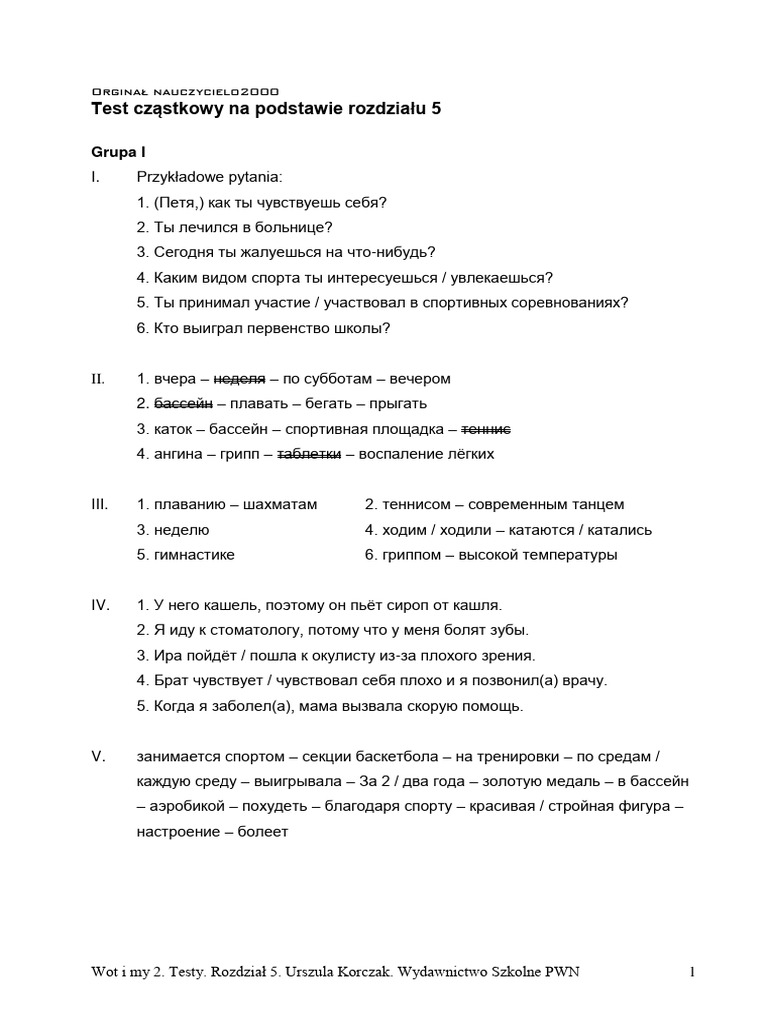 Wotimy 2 Test Klucz R5 | PDF