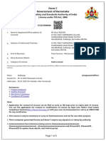 Form C Government of Karnataka: Food Safety and Standards Authority of India License Under FSS Act, 2006