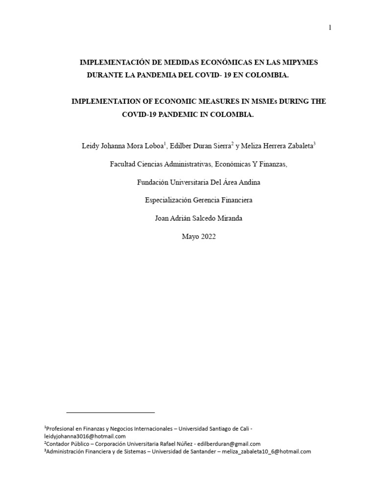 Grupo 21-Implementación de Medidas Económicas en Las MiPymes Durante La ...