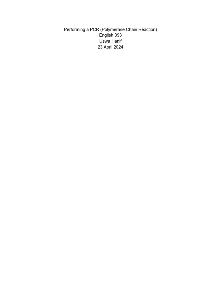 PCR Technique: Step-by-Step Guide | PDF | Polymerase Chain Reaction ...
