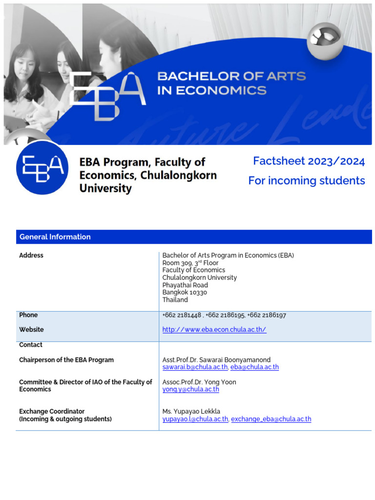 Eba - Factsheet - 2023 - 2024 - Tentativ 2 | PDF | Academic Term | Academia