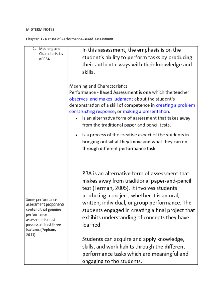 Nature of performance based assessment pdf educational assessment