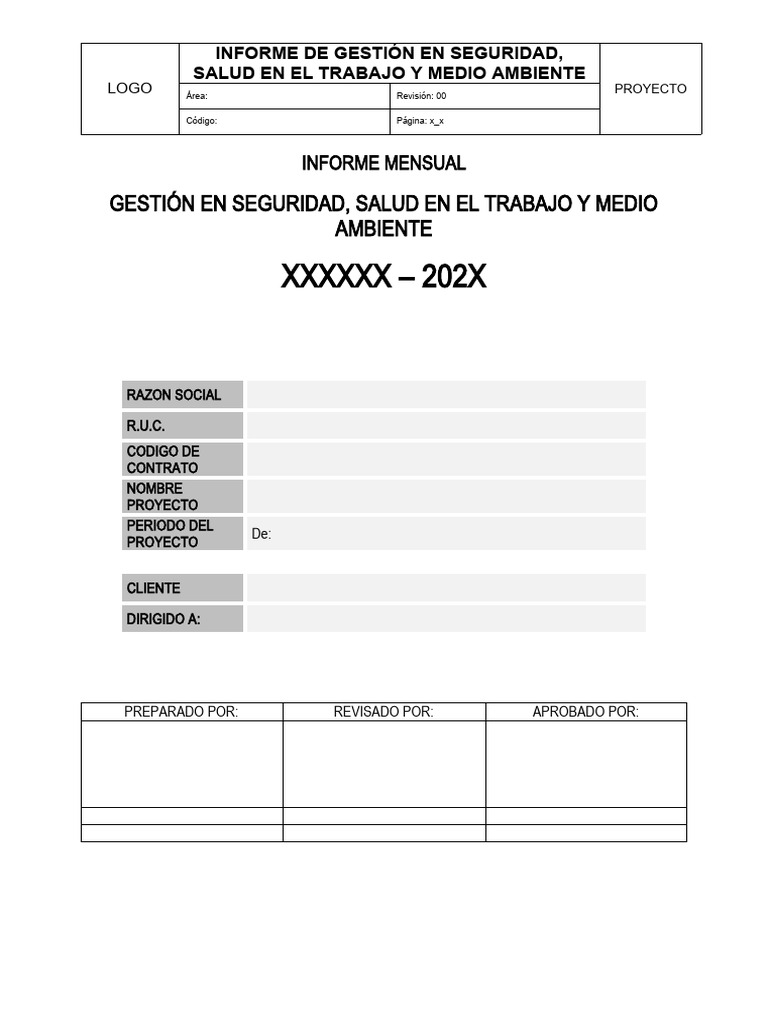 Informe Mensual de Seguridad y Salud | PDF