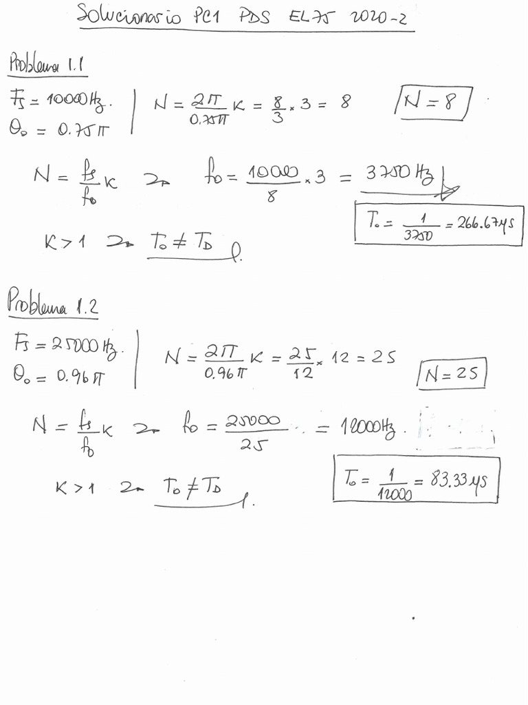 Solucionario PC1 PDS EL75 2020 02 | PDF