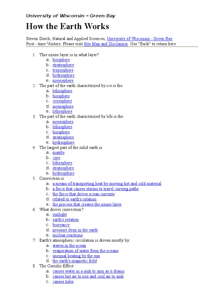 Test Earth Science PDF Minerals Igneous Rock