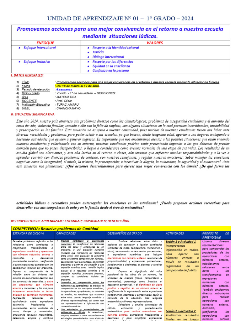 Mejora de convivencia escolar 2024 | PDF | Números | Geometría