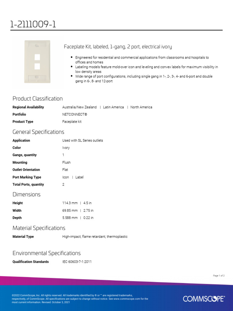 1-2111009-1 Product Specifications | PDF | Packaging And Labeling