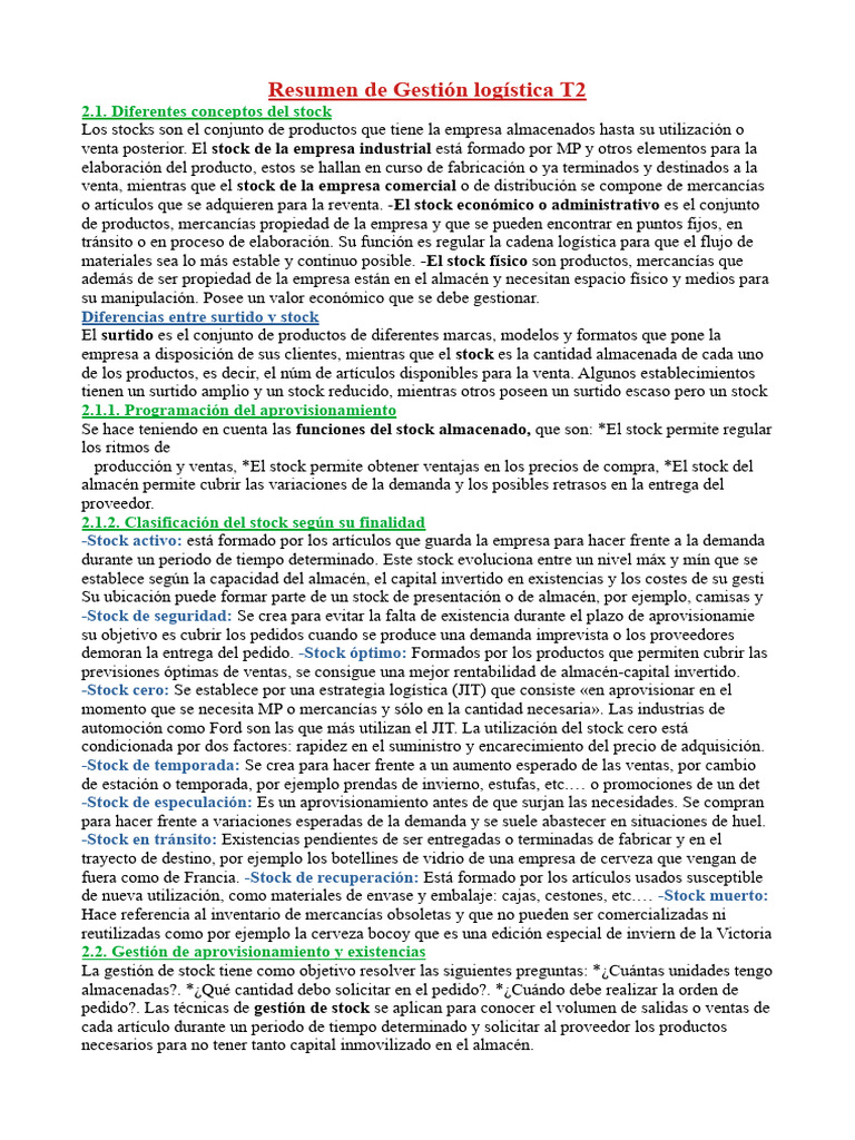 Gestión de Stock y Aprovisionamiento | PDF | Lean Manufacturing | Logística