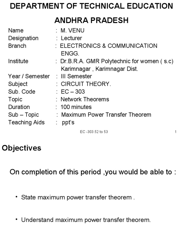Maximum Power Transfer Theorem Explained | PDF | Quantity | Physics