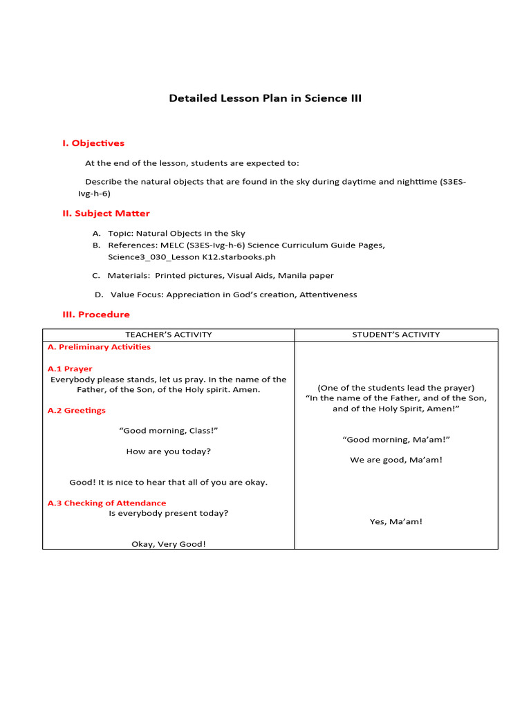 Lesson Plan Science Revised | PDF | Rainbow | Sky