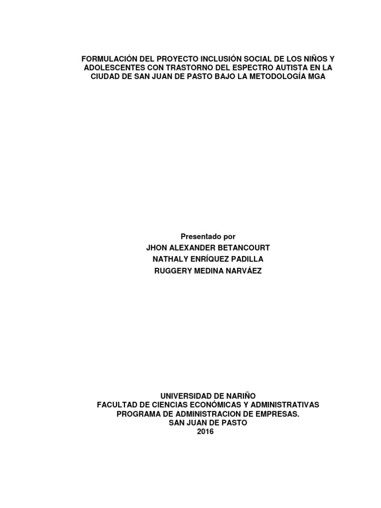 Proyecto Educativo Plan de Inclusion | PDF | Espectro autista | Invalidez
