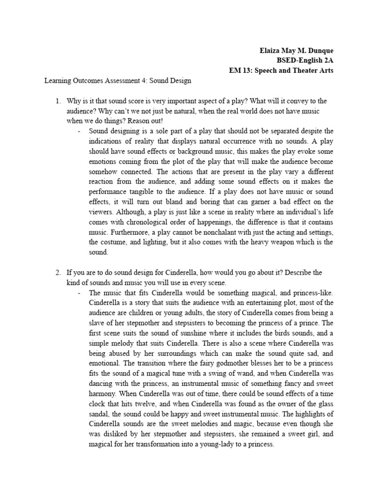 L.O.A 4 (Sound Design) | PDF