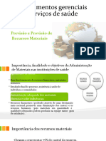 Previsão e provisão de recursos materiais- Aula