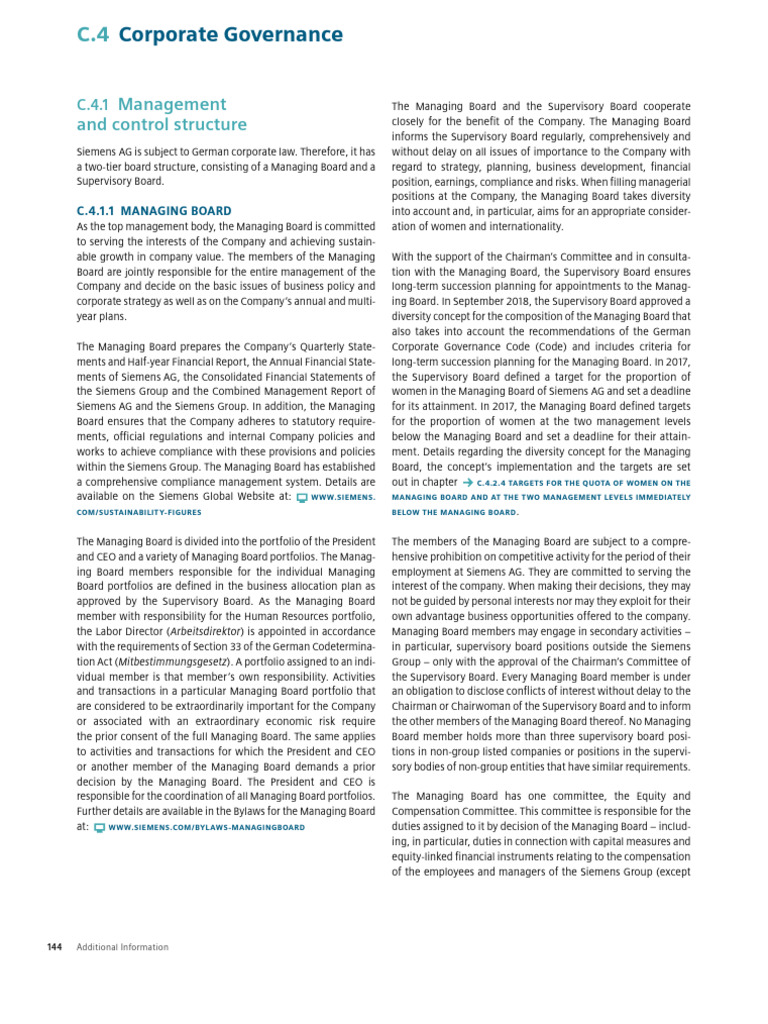 Siemens AG Managing Board Overview | PDF | Audit | Audit Committee