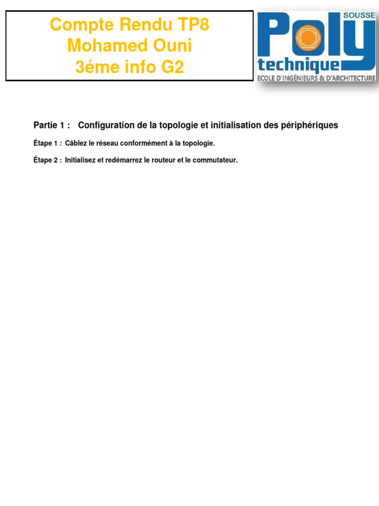 Configuration réseau TP8 - Mohamed Ouni | PDF | Adresse IP | Routage