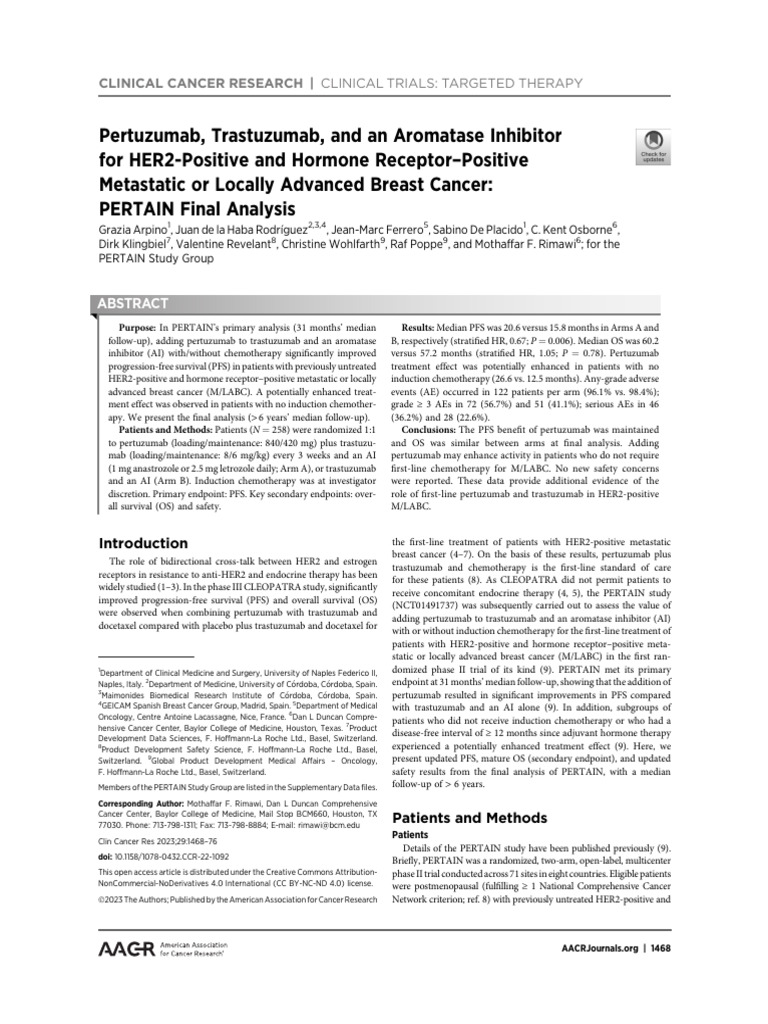 PERTAIN trial update | PDF | Breast Cancer | Neoplasms