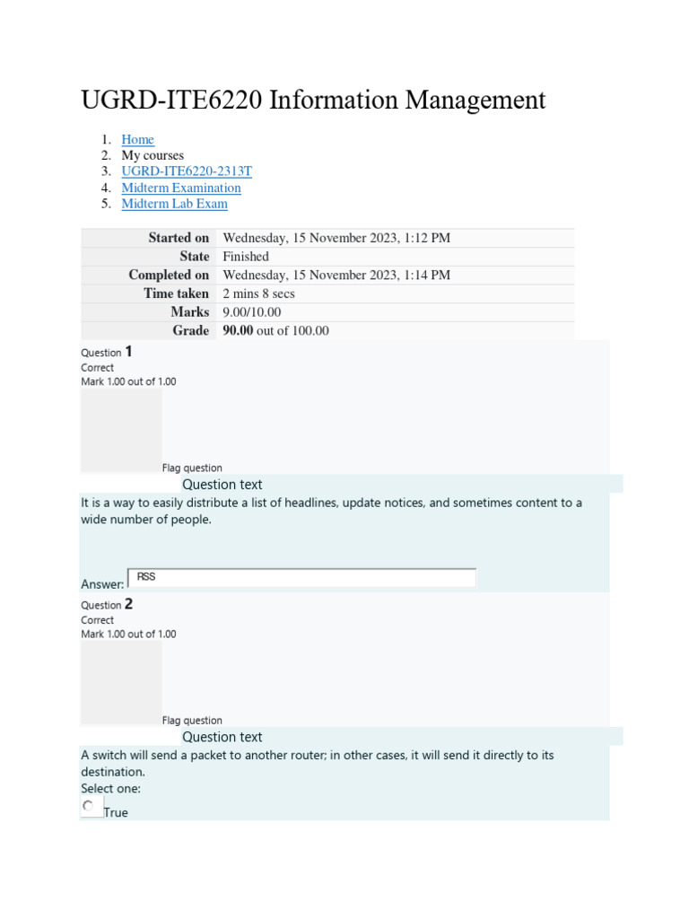 ITEC 1000 Midterm Exam Results | PDF | World Wide Web | Internet & Web
