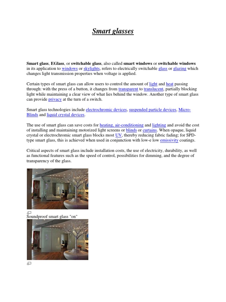Smart Glasses | PDF | Optics | Materials