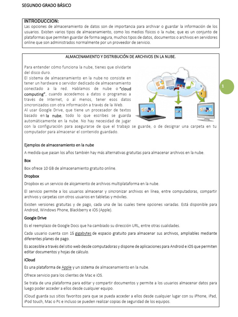 Almacenamiento en la Nube y Presentaciones | PDF | Computación en la ...