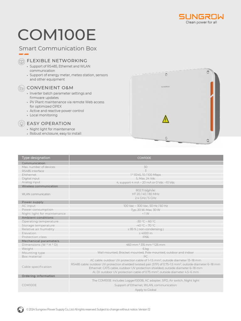 DS 20240508 COM100E Datasheet V12 EN | PDF | Wireless Lan | Ieee 802.11