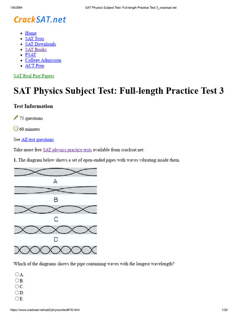 SAT Physics Subject Test Practice Test 3 | PDF | Neutron | Atomic Nucleus