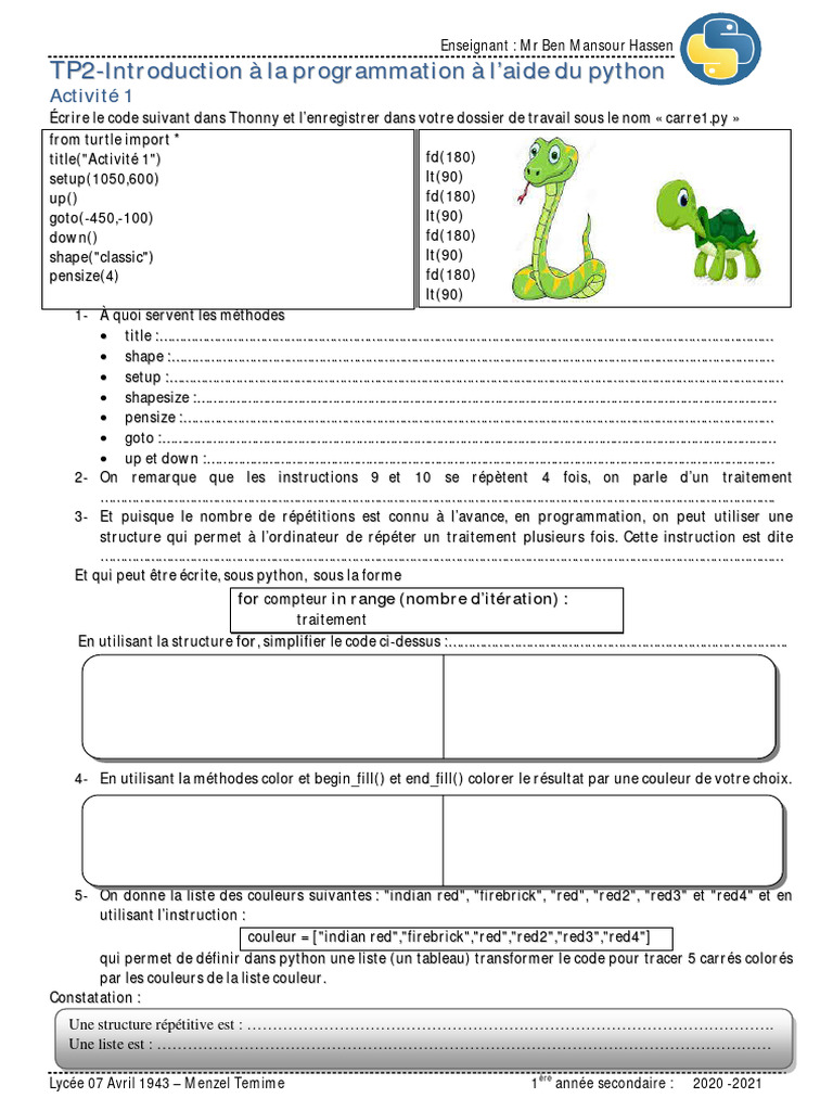 Programmation Python avec Thonny | PDF | Ingénierie informatique ...