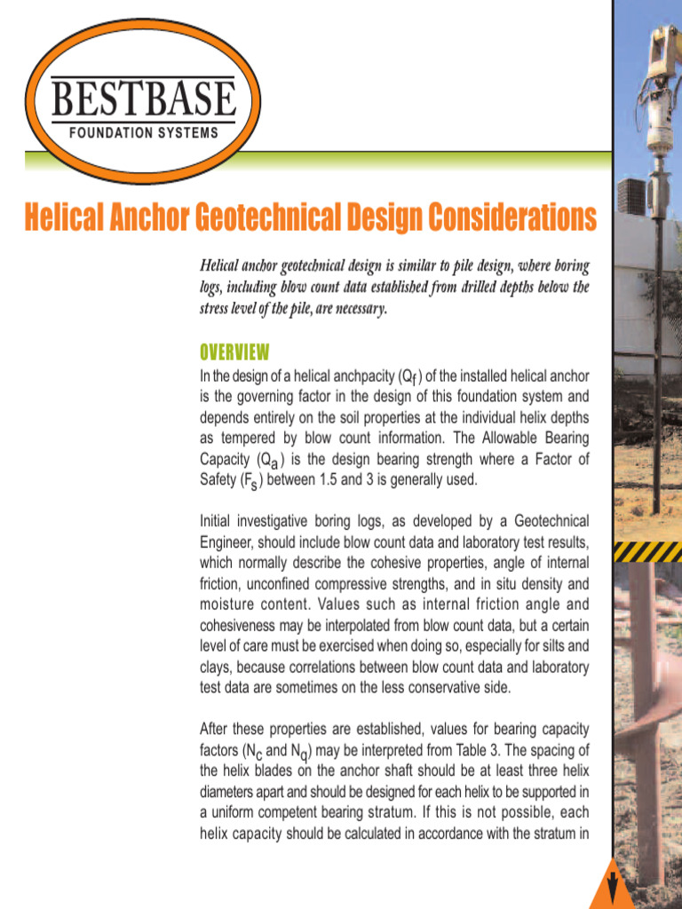 Helical Anchor Design and Capacity Factors | PDF | Buckling ...