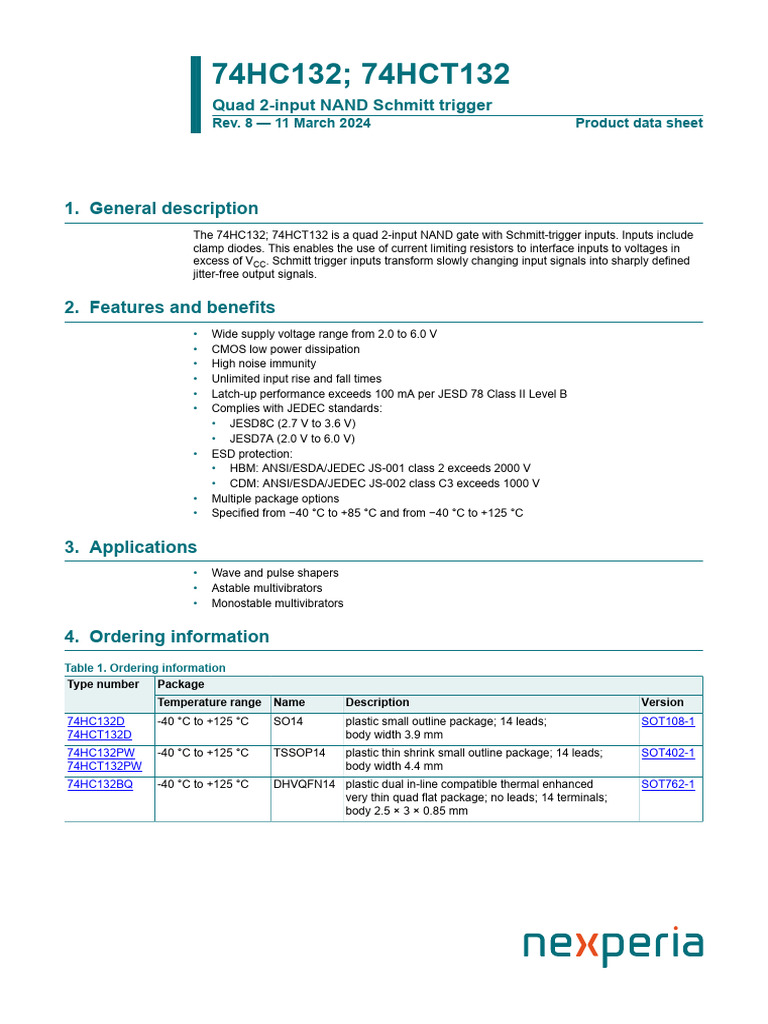 74HC HCT132 | PDF | Electrical Circuits | Electronics