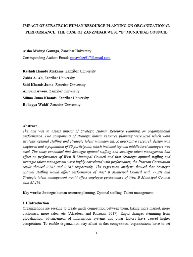 Strategic HR Planning's Impact on Performance | PDF | Human Resource ...
