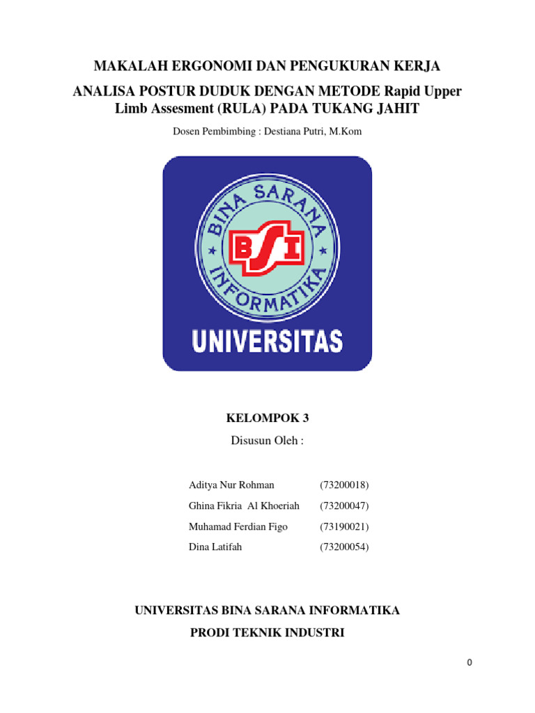 Analisis Postur Duduk RULA untuk Penjahit | PDF