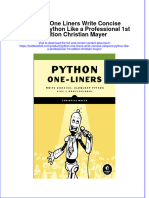 [Download pdf] Python One Liners Write Concise Eloquent Python Like A Professional 1St Edition Christian Mayer online ebook all chapter pdf 