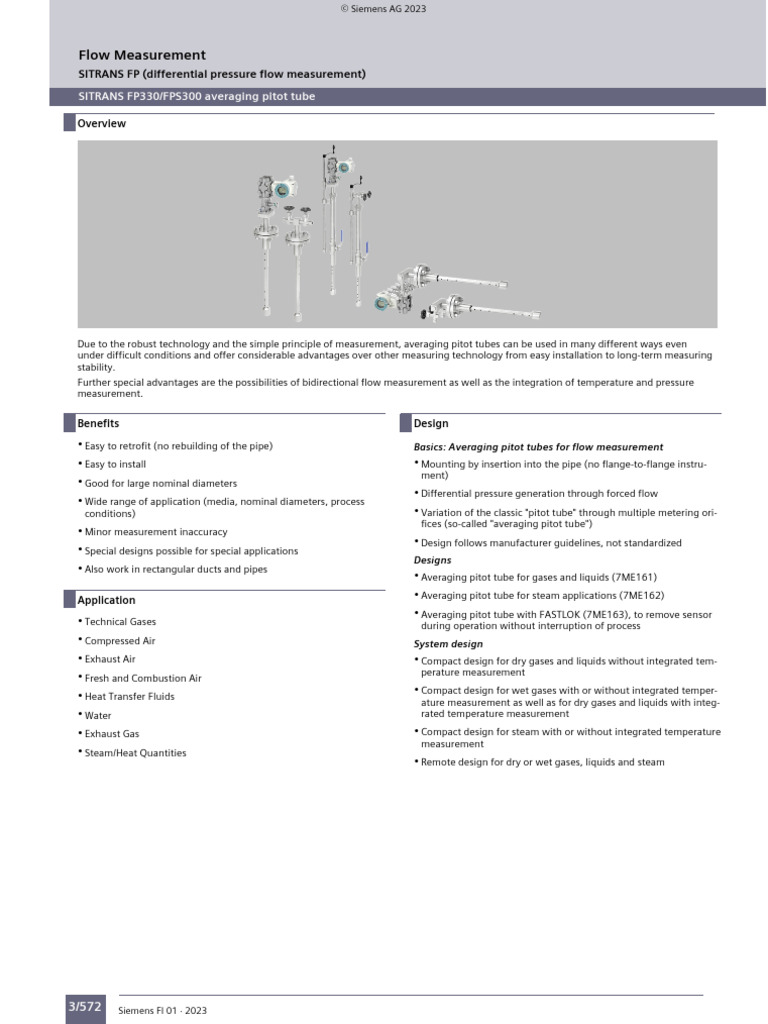SITRANS FP330/FPS300 Flow Measurement | PDF | Flow Measurement ...